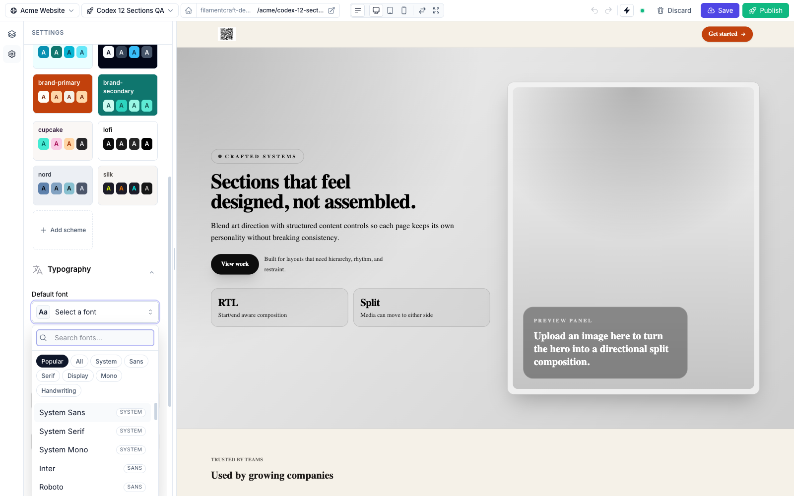 The font picker