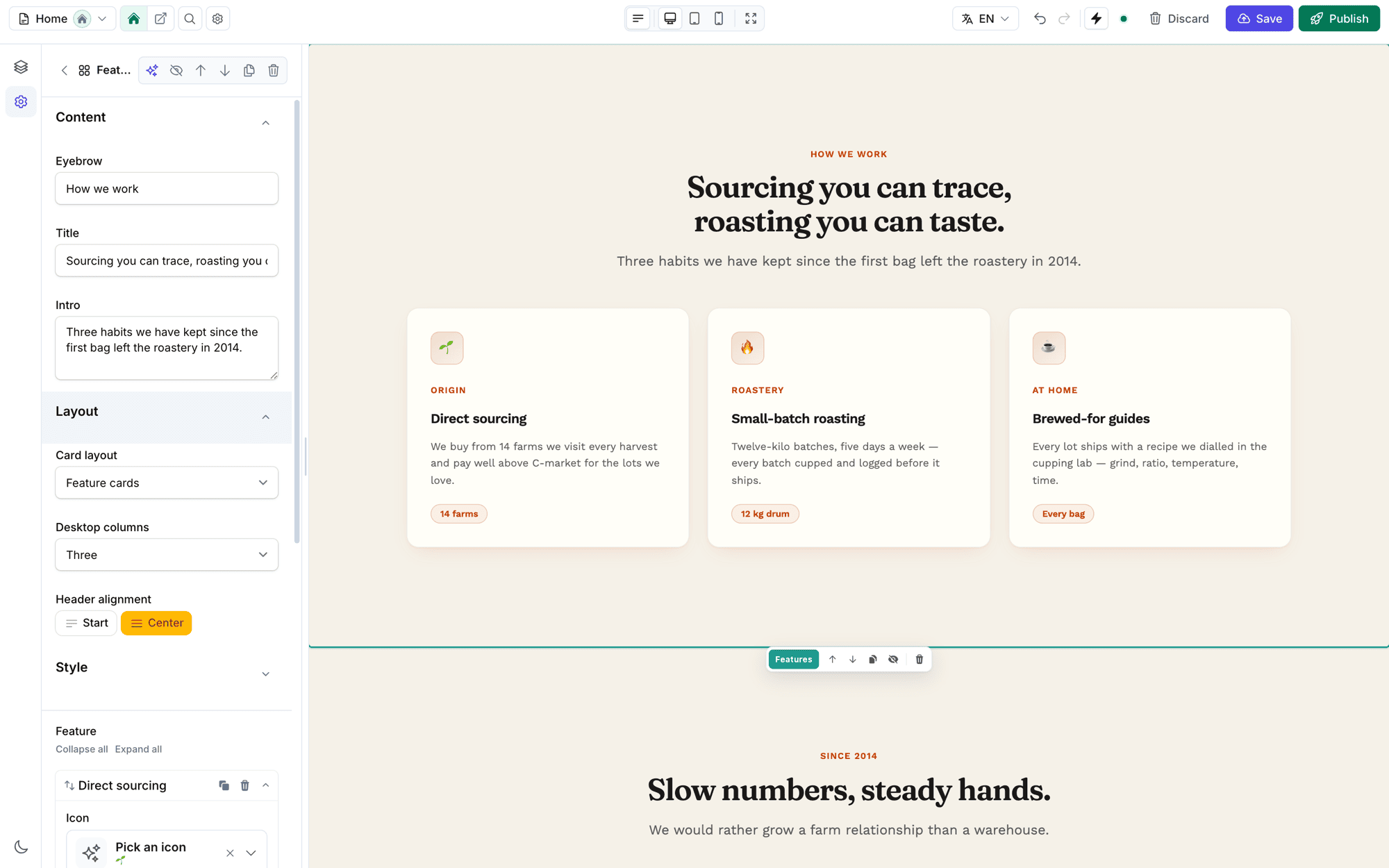 The Gradient editor in the editor settings panel
