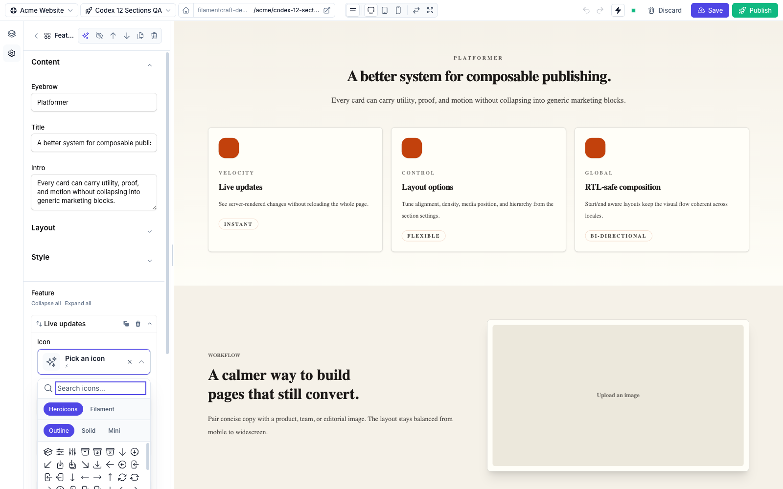 The icon picker